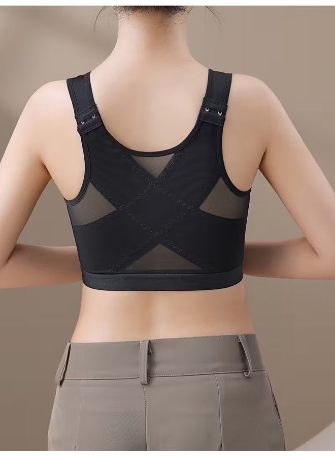 Zeemey Sports bra with front buttons to make big breasts look smaller; breathable and comfortable innerwear for running and yoga; no underwire, adjustable bra - Image 2